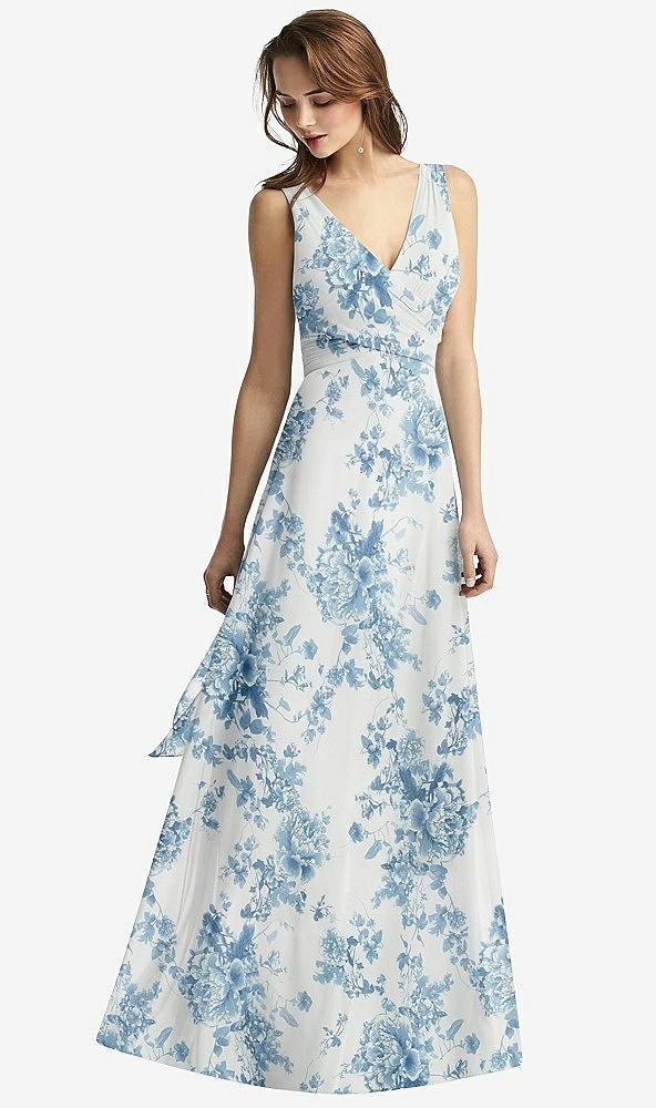 sleeveless v-neck chiffon wrap dress