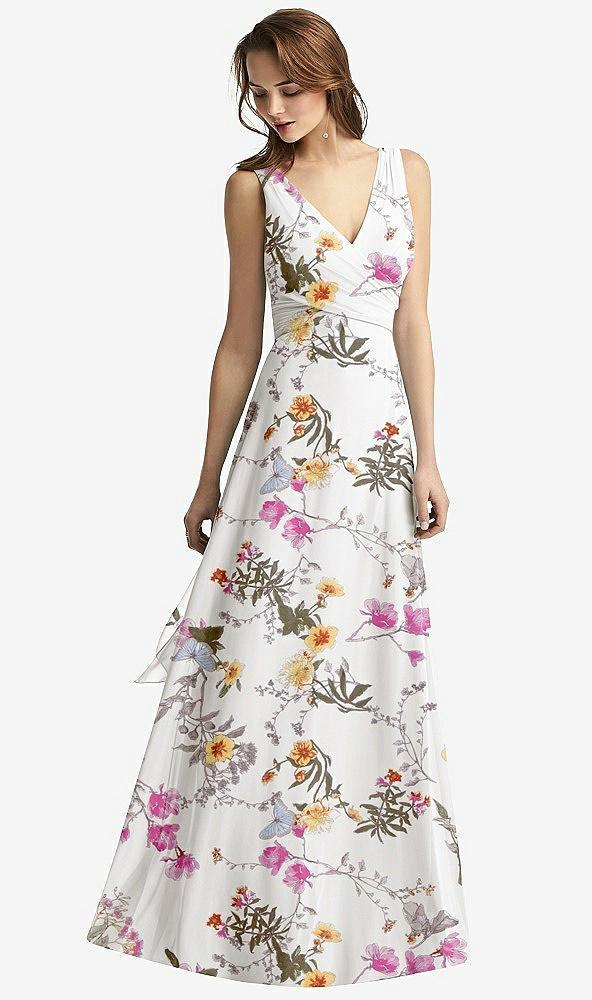 sleeveless v-neck chiffon wrap dress