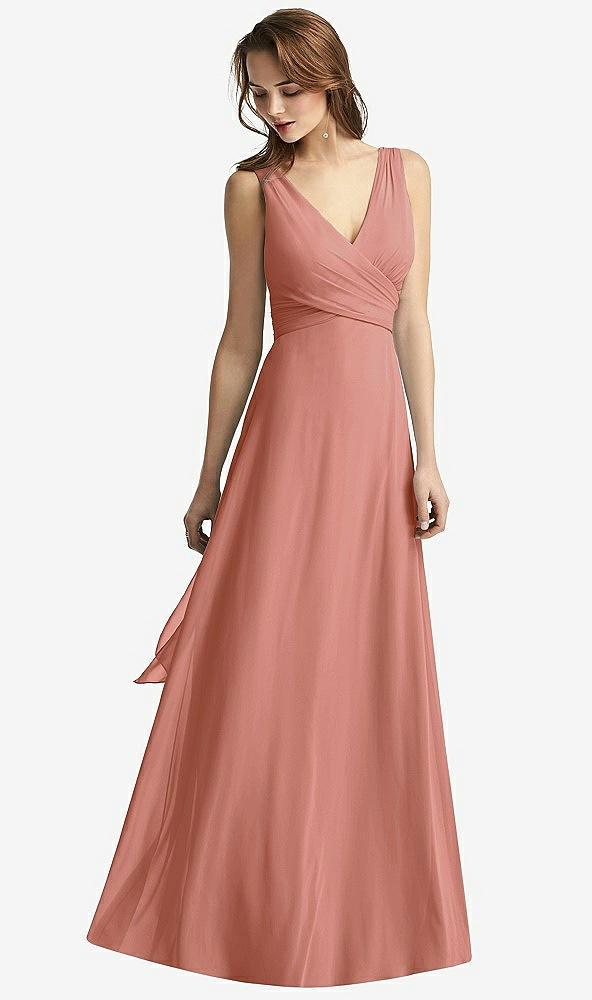 sleeveless v-neck chiffon wrap dress