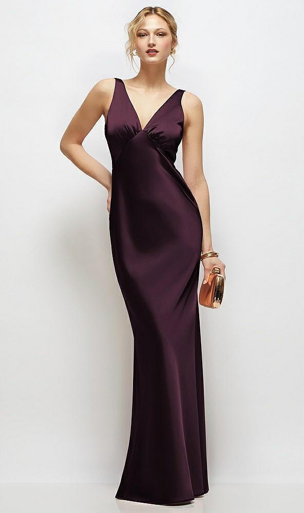 sleeveless v-neck stretch satin bias slip maxi dress