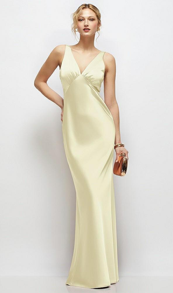 sleeveless v-neck stretch satin bias slip maxi dress