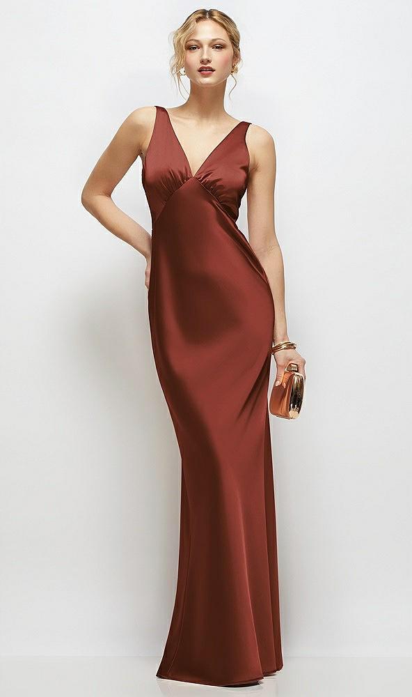 sleeveless v-neck stretch satin bias slip maxi dress