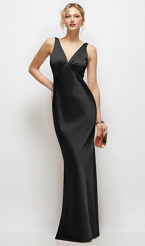 sleeveless v-neck stretch satin bias slip maxi dress