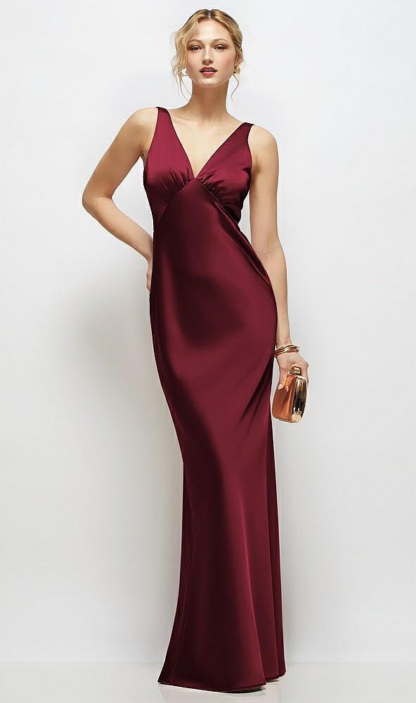 sleeveless v-neck stretch satin bias slip maxi dress