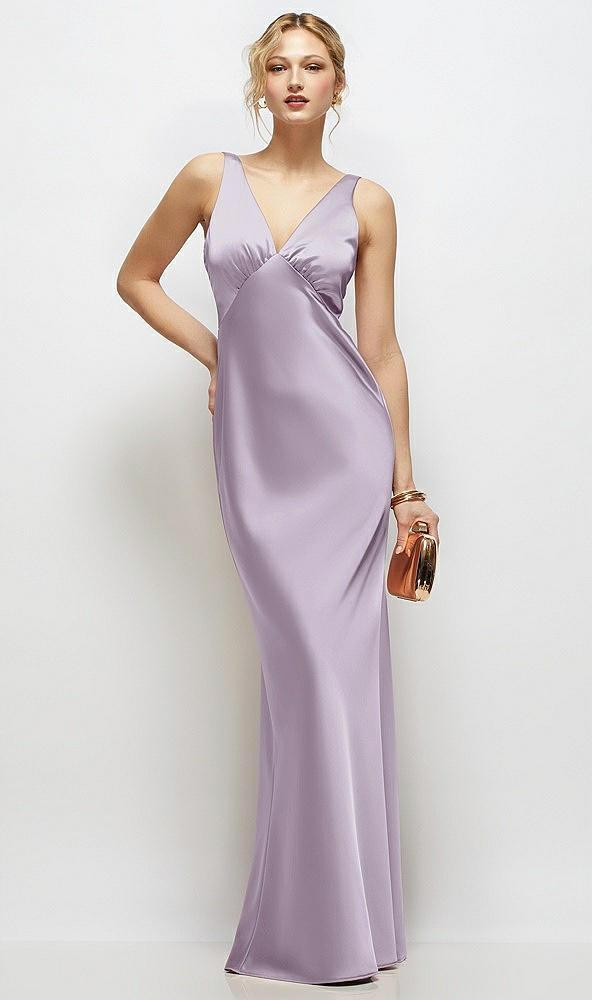 sleeveless v-neck stretch satin bias slip maxi dress