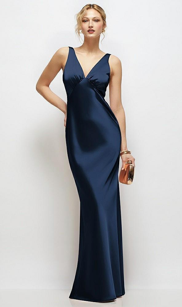 sleeveless v-neck stretch satin bias slip maxi dress