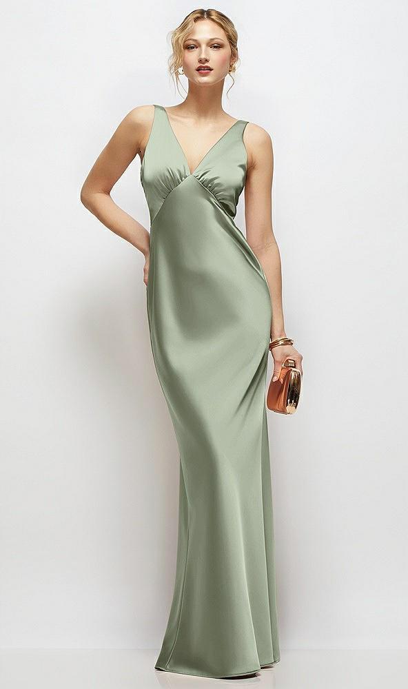 sleeveless v-neck stretch satin bias slip maxi dress