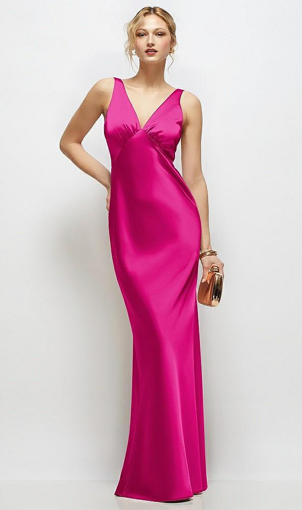 sleeveless v-neck stretch satin bias slip maxi dress