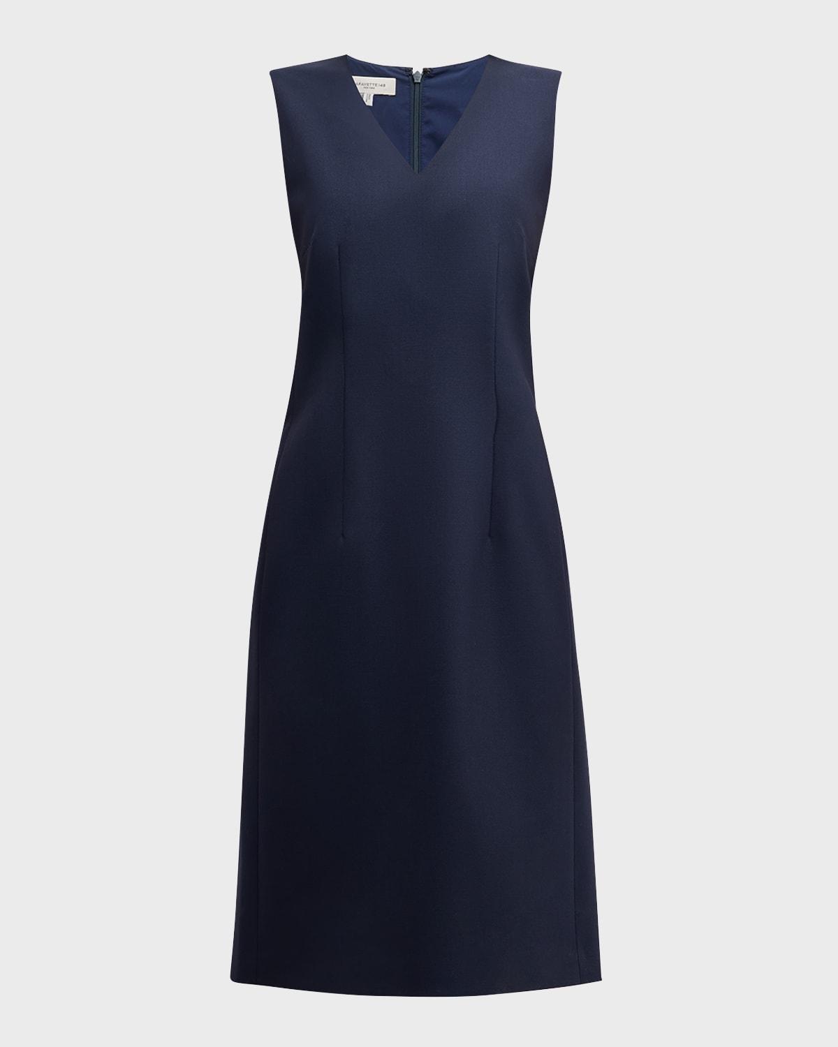 sleeveless v-neck stretch wool dress