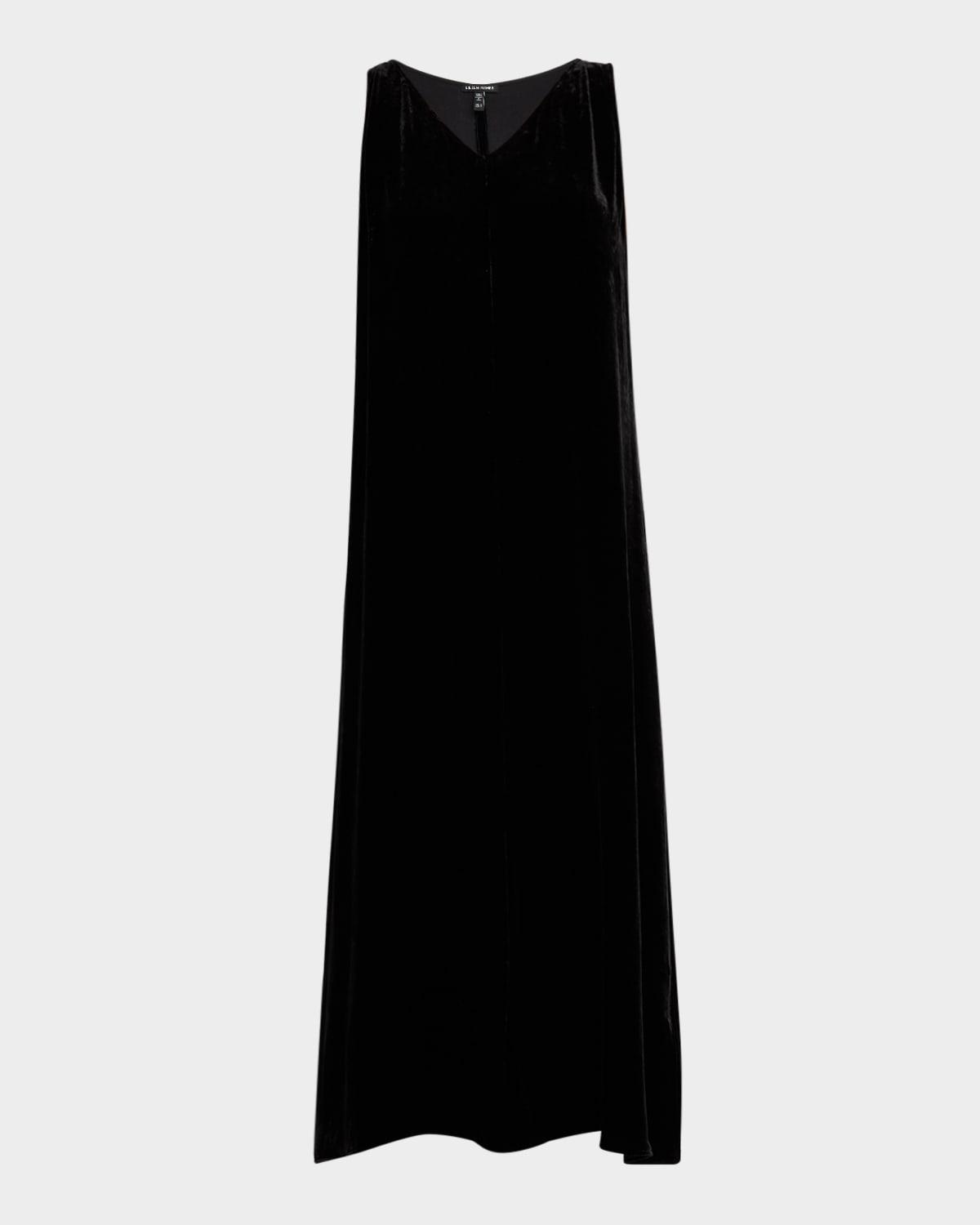 sleeveless velvet midi dress