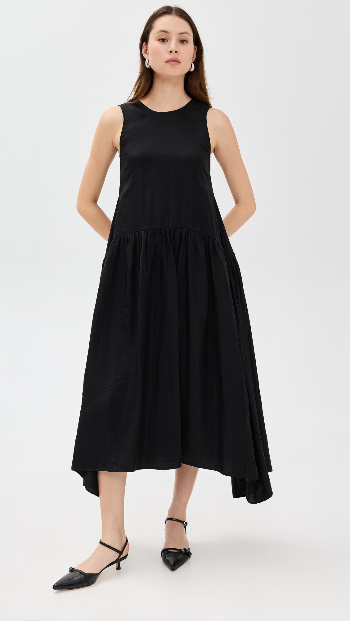 sleeveless viscose dress with side yokes