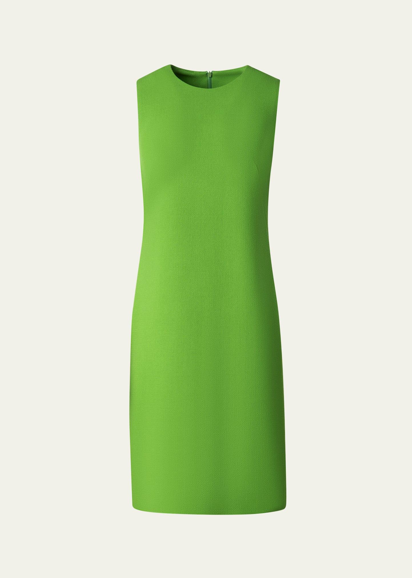 sleeveless wool crepe double-face sheath dress