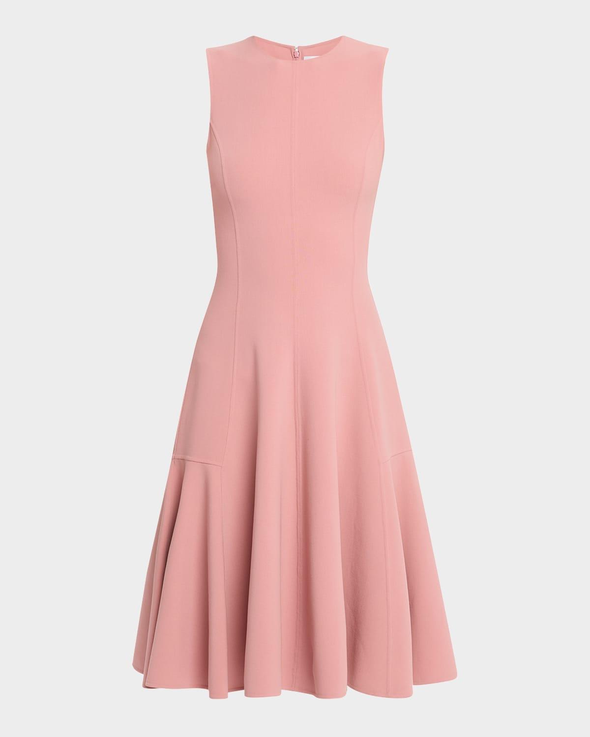 sleeveless wool crepe flare dress
