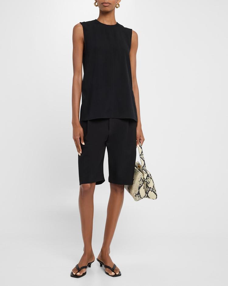 sleeveless woven stripe top