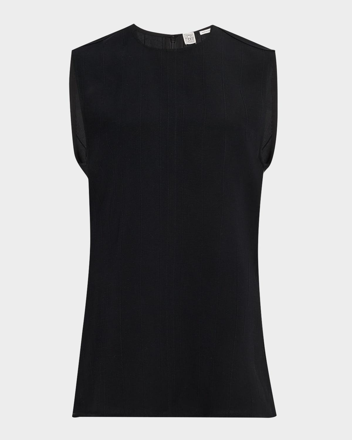sleeveless woven stripe top