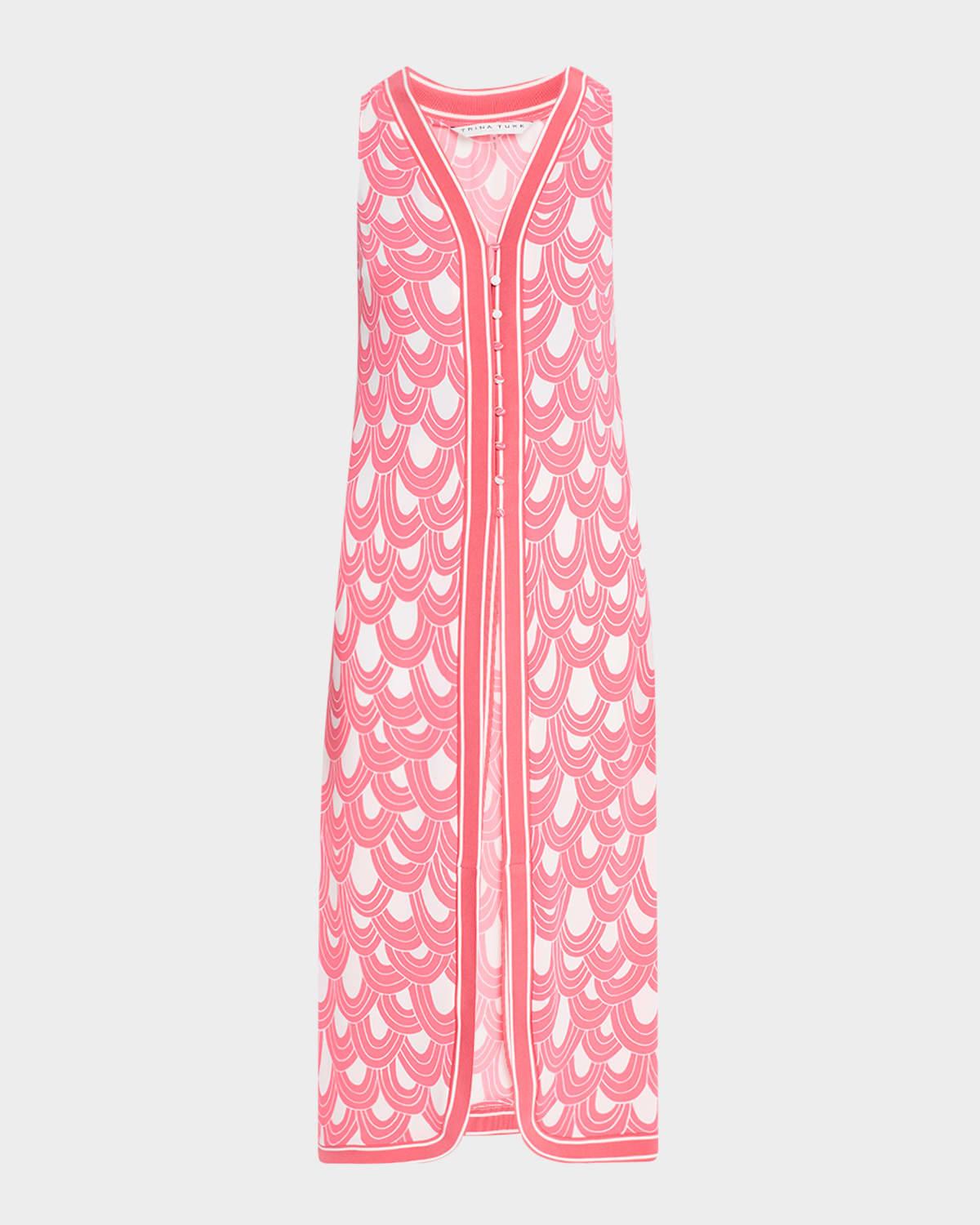 slice sleeveless scallop-print long top