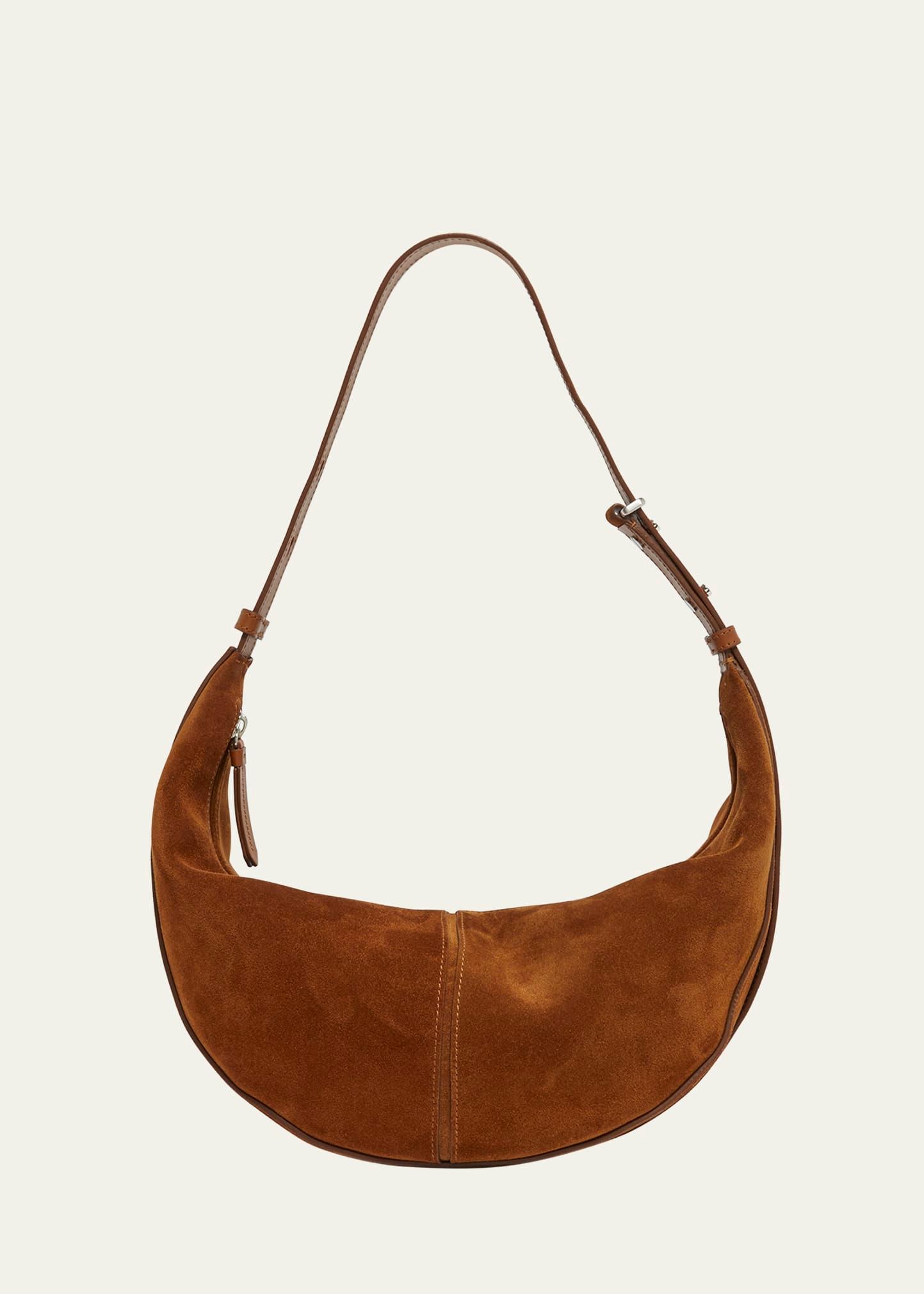 slide zip suede shoulder bag