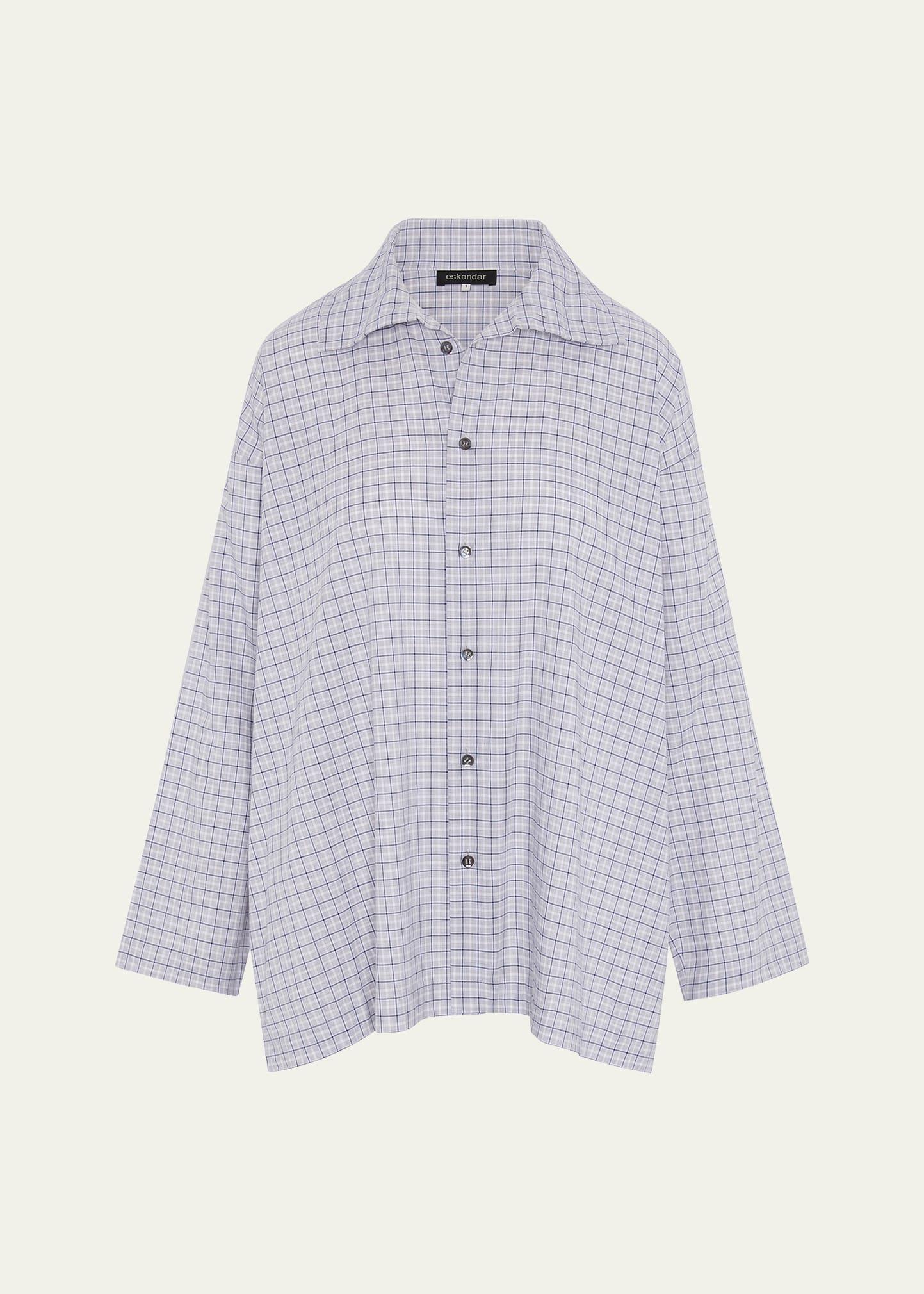 slim a-line scrunch neck shirt with stepped insert (long length)