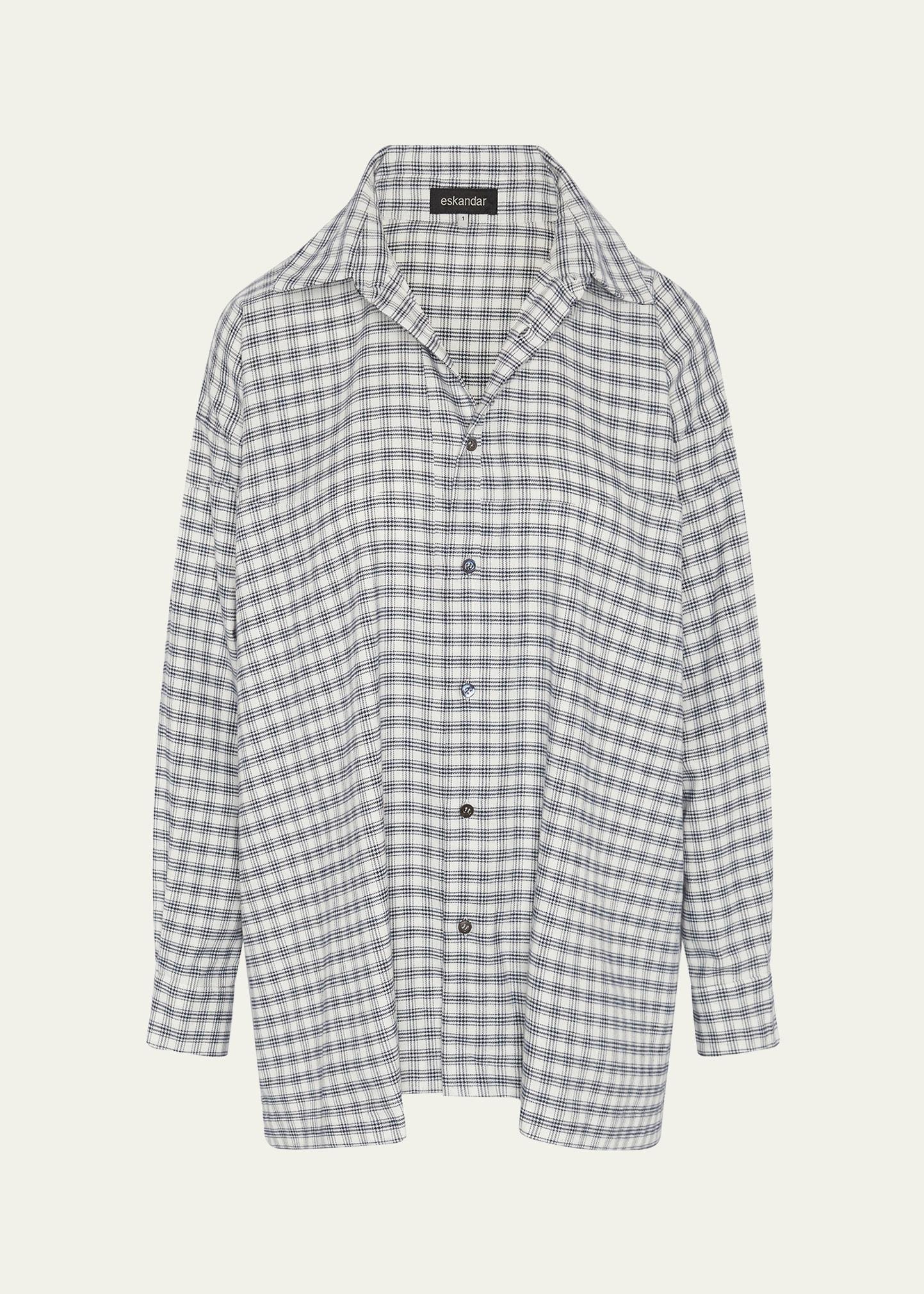 slim a-line shirt with collar and stepped insert (long length)