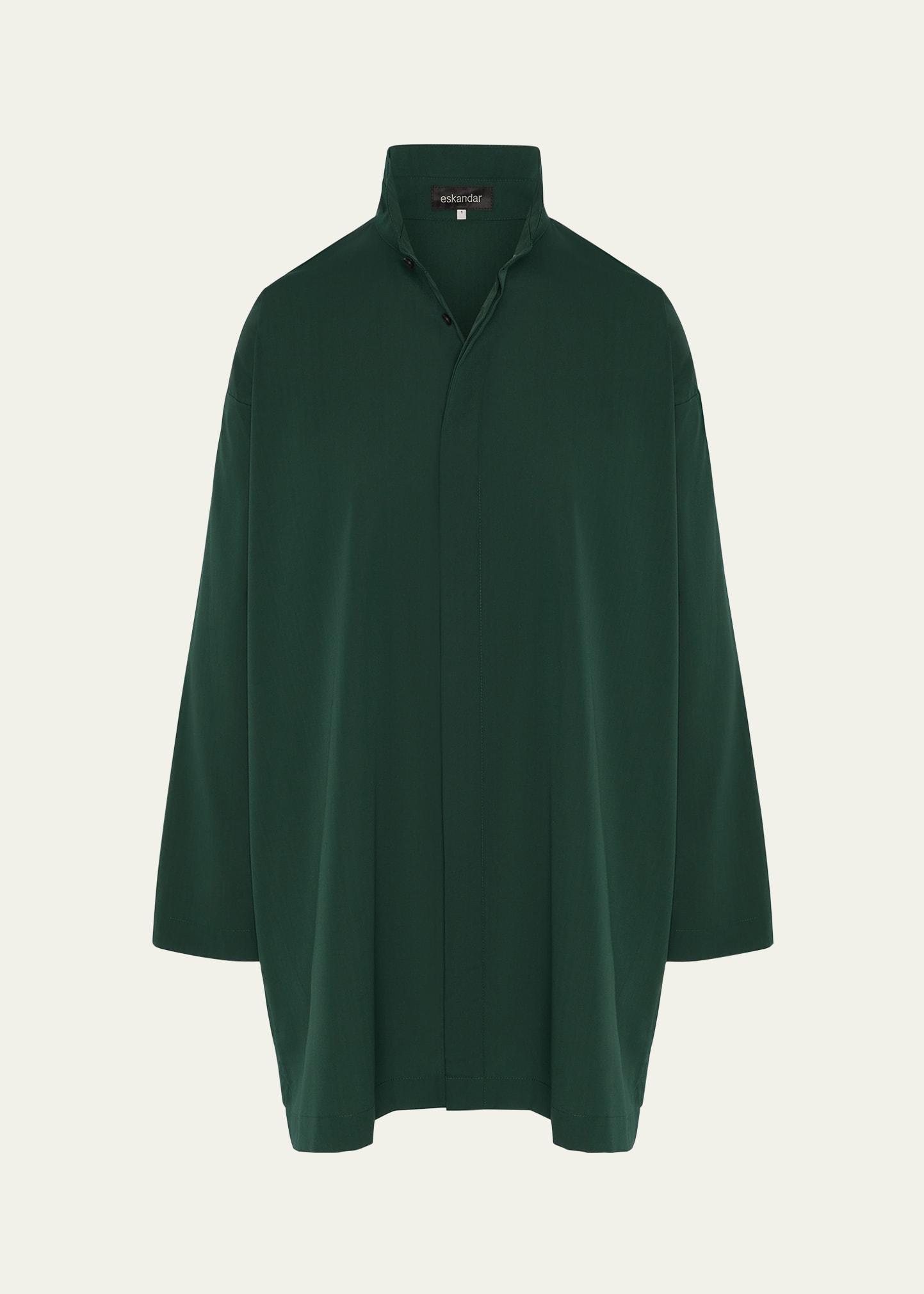 slim a-line shirt with double stand-collar and stepped insert (long plus length)