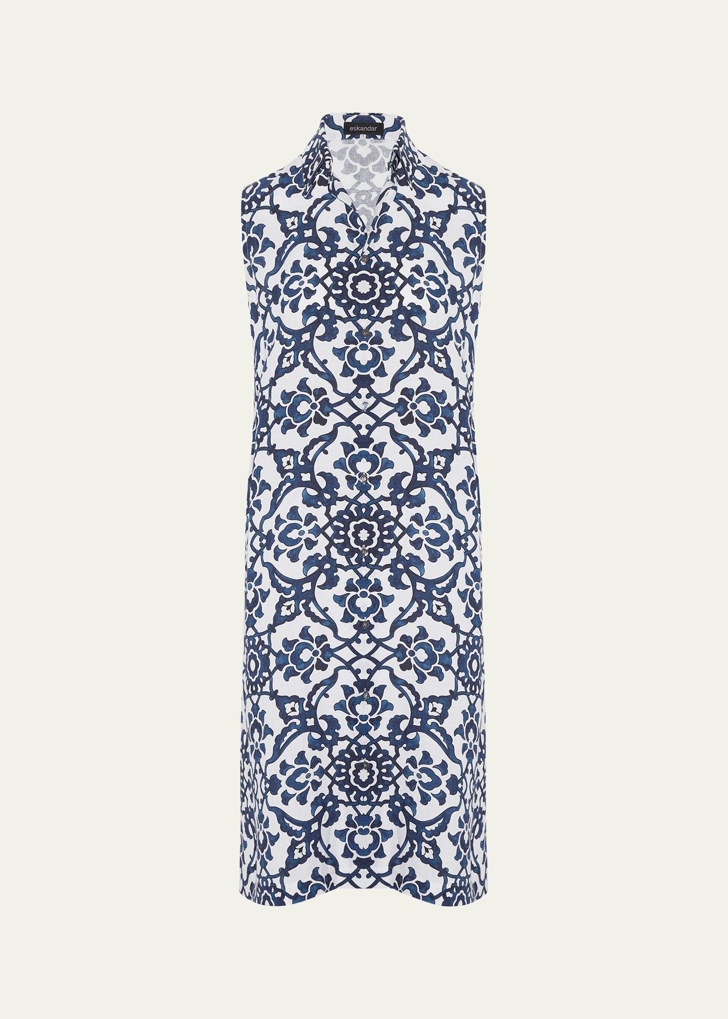 slim a-line sleeveless shirt dress with collar