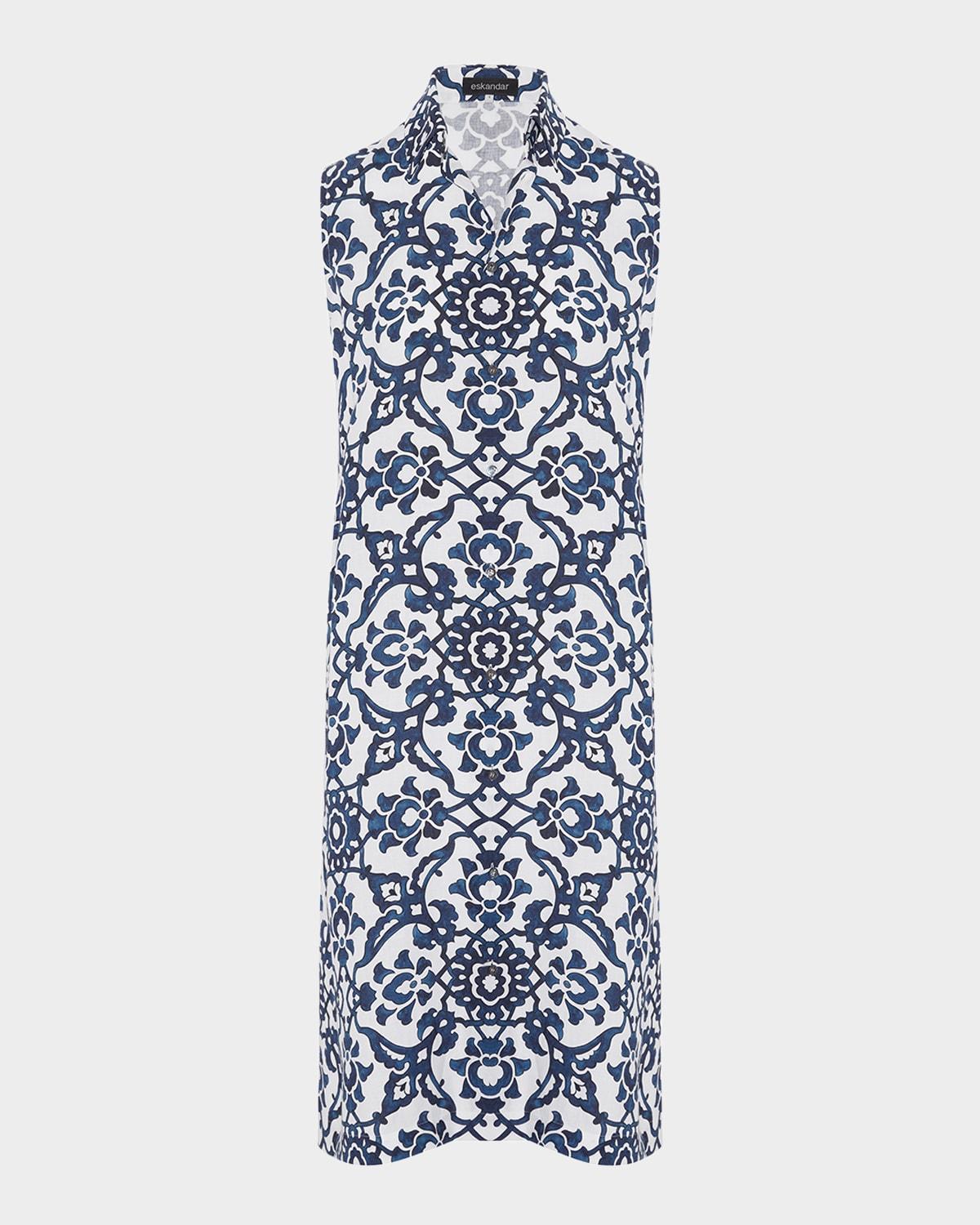 slim a-line sleeveless shirt dress with collar