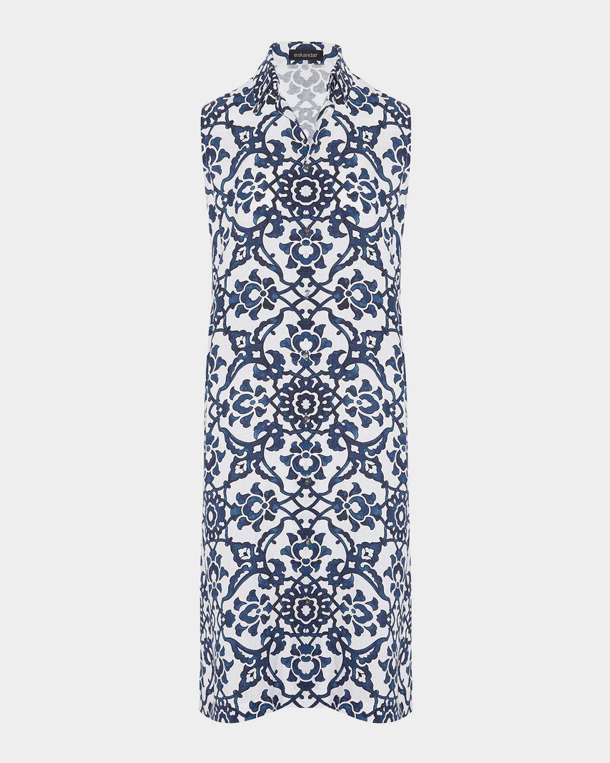 slim a-line sleeveless shirtdress with collar