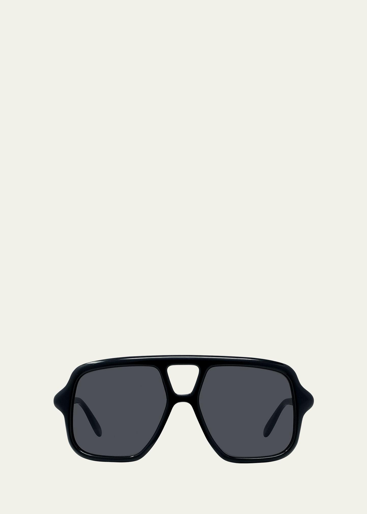 slim aviator logo sunglasses