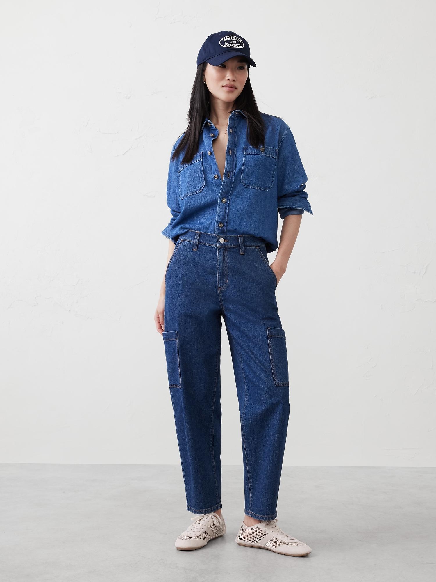 slim barrel high-rise utility jean