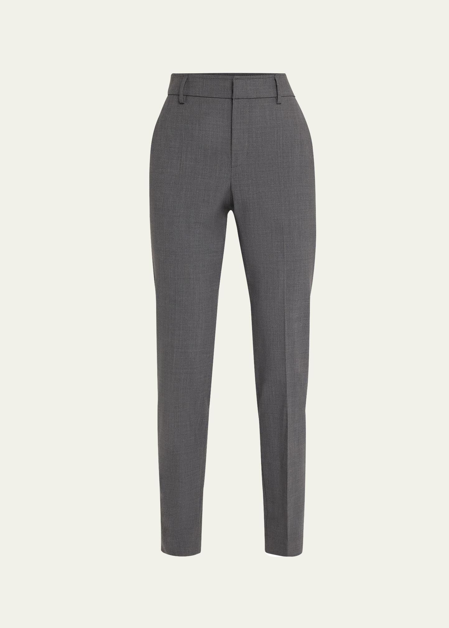 slim cigarette tropical luxury wool pants with split hem back