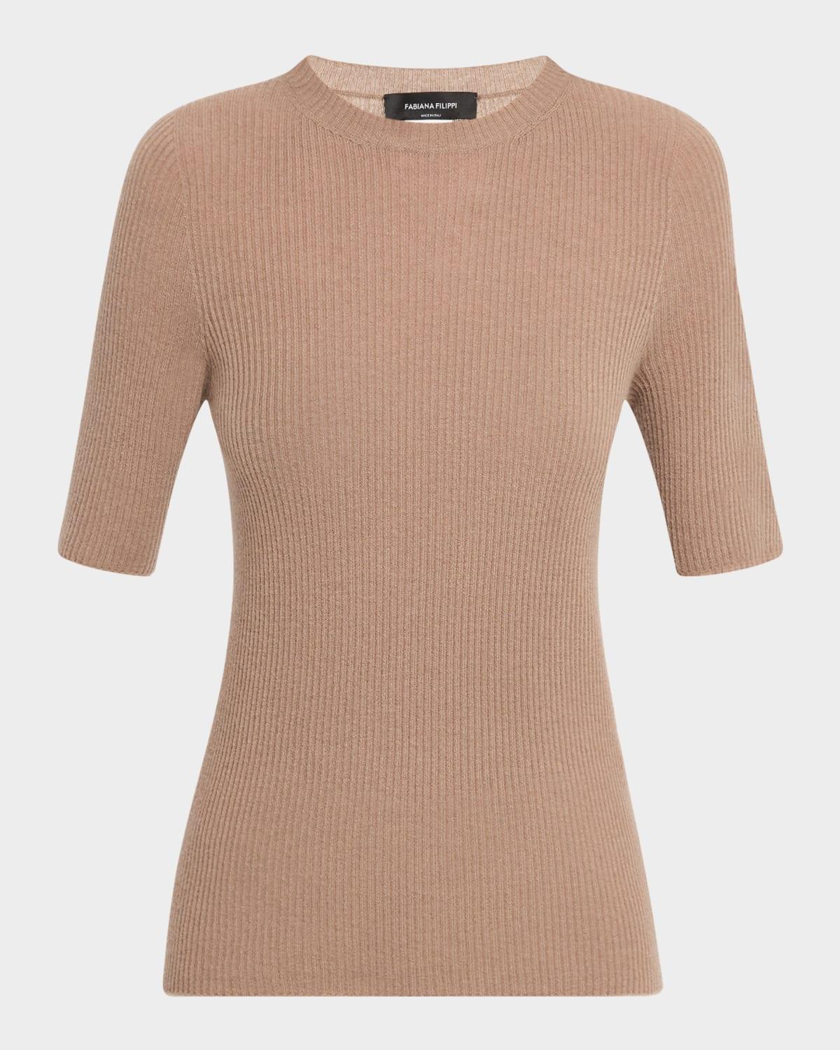 slim crewneck rib knit sweater