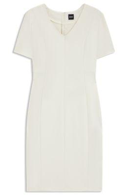 slim-fit business dress in stretch fabric- white women's business dresses