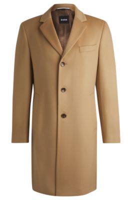 slim-fit coat in wool and cashmere- beige men's formal coats