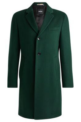 slim-fit coat in wool and cashmere- light green men's formal coats
