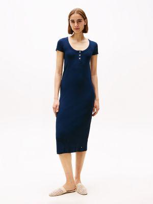 slim fit gold-button midi dress