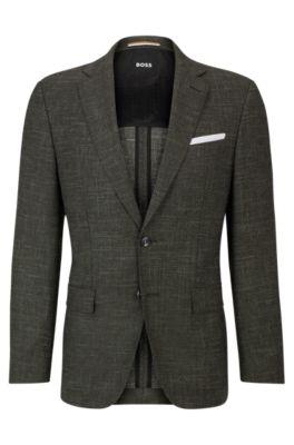 slim-fit jacket in a patterned wool blend- dark green men's sport coats