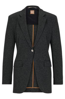 slim-fit jacket in heavyweight woven cloth- patterned women's tailored jackets