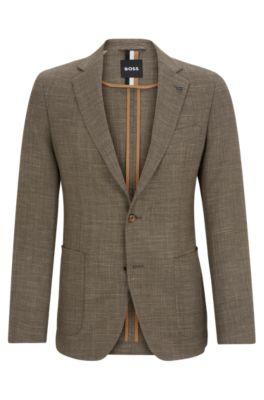 slim-fit jacket in melange stretch cloth- light beige men's sport coats