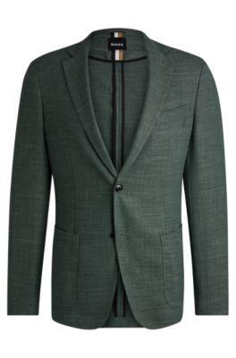 slim-fit jacket in melange stretch cloth- light green men's sport coats