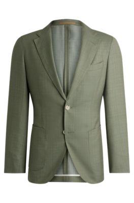 slim-fit jacket in micro-patterned wool- light green men's sport coats