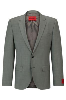 slim-fit jacket in patterned super-flex fabric- dark green men's sport coats