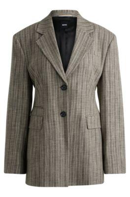slim-fit jacket in striped stretch cloth- patterned women's tailored jackets