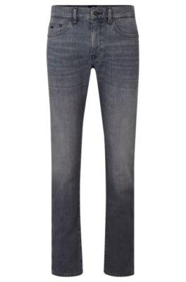 slim-fit jeans in black denim- dark grey men's jeans