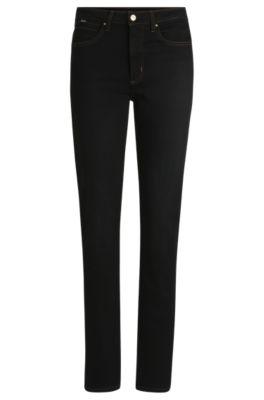 slim-fit jeans in black stretch denim- black women's jeans
