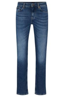 slim-fit jeans in blue comfort-stretch denim- blue men's jeans