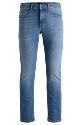 slim-fit jeans in blue comfort-stretch denim- turquoise men's jeans