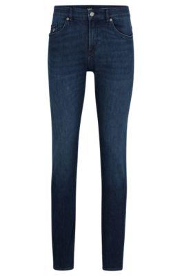 slim-fit jeans in dark-blue italian lightweight denim- dark blue men's jeans