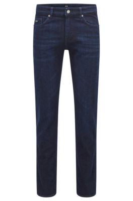 slim-fit jeans in dark-blue italian super-soft denim- dark blue men's jeans