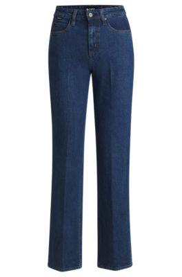 slim-fit jeans in deep-blue comfort-stretch denim- light blue women's jeans