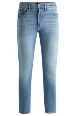 slim-fit jeans in fresh-blue comfort-stretch denim- blue men's jeans